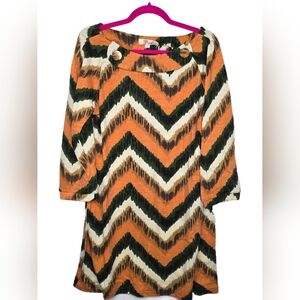 Aryeh Womens Orange White Patterned Long Sleeves Dress Women's Sizes XL-XXXL NWT